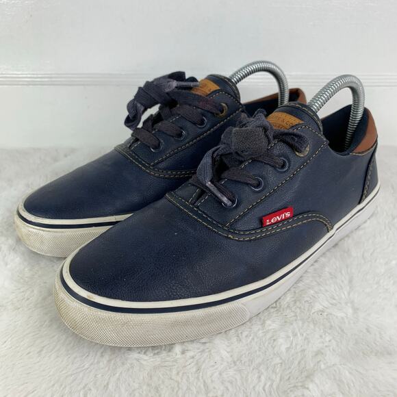 Levi's Ethan C Nappa Sneakers Men’s Size 7.5 Navy Blue Low Top Casual - Picture 1 of 8